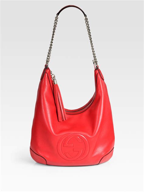 gucci soho chain hobo red|Gucci brown suede hobo bag.